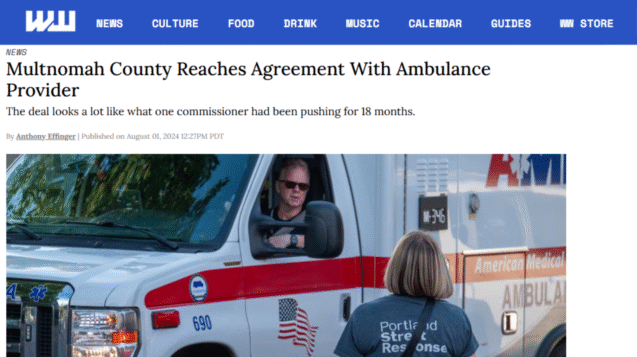 Multnomah County Reaches Agreement With Ambulance Provider